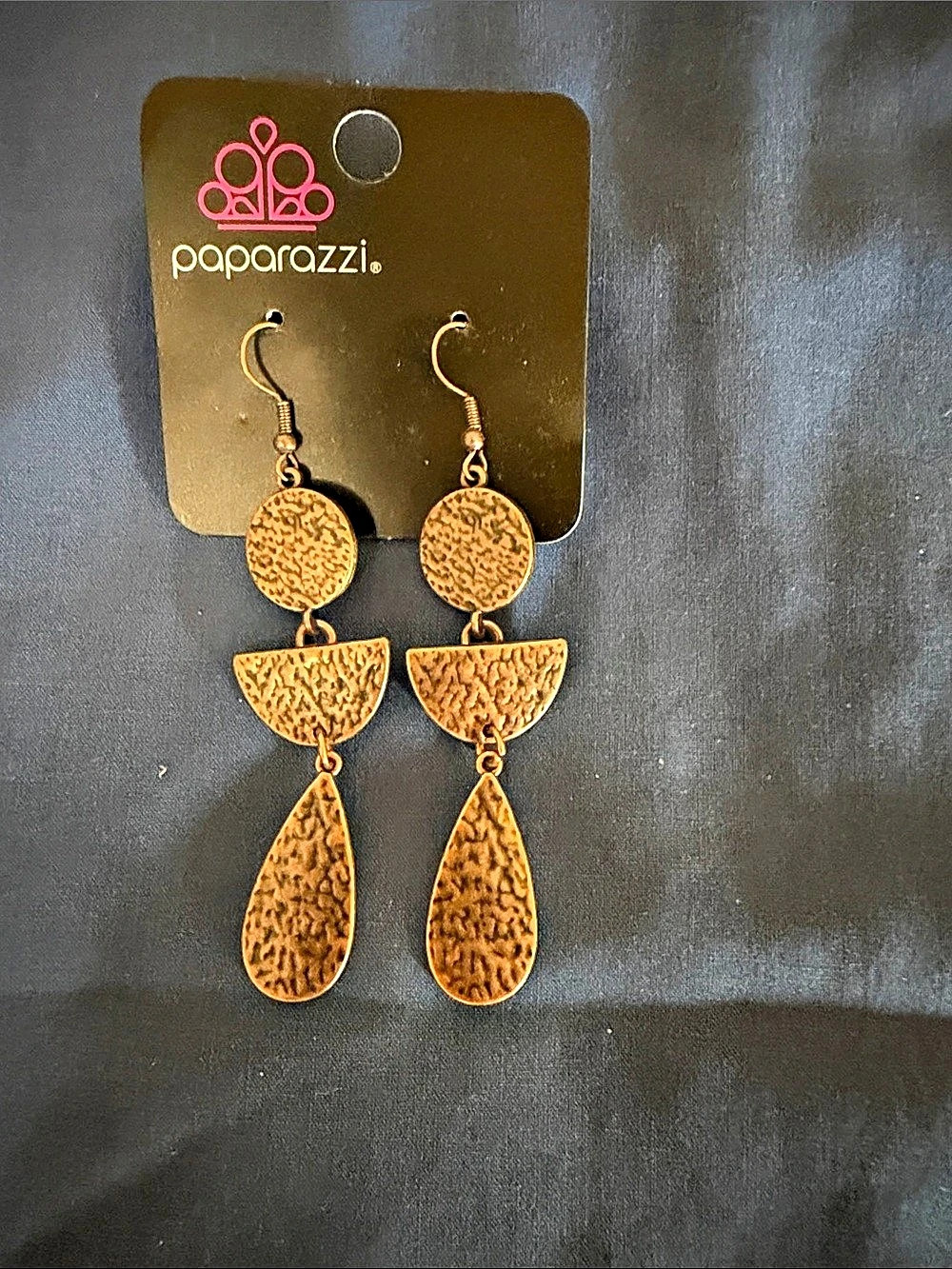 Paparazzi Textured Geometric Drop Earrings NWT in Copper